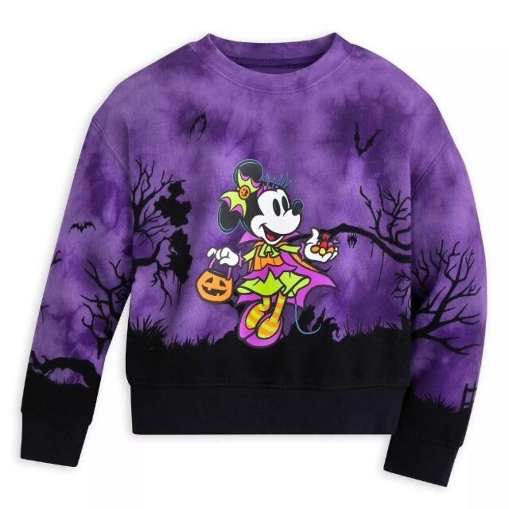 Disney Parks Halloween Mickey & Minnie Crewneck Pullover Sweatshirt Unisex Y 7/8